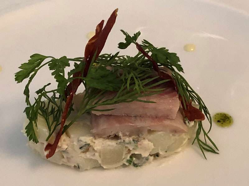 A starter of smoked eels