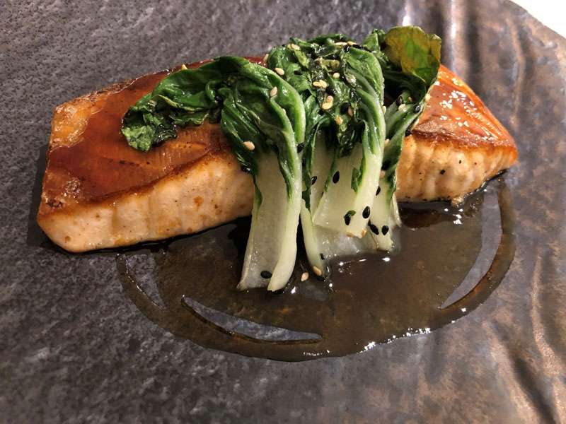 Grilled, glazed fillet of salmon teriyaki