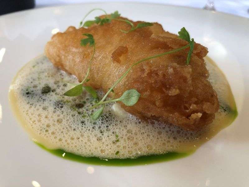Wild turbot in a light beer batter