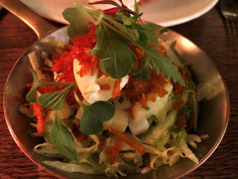 The potato salad and creme fraiche that accompanied the lobster