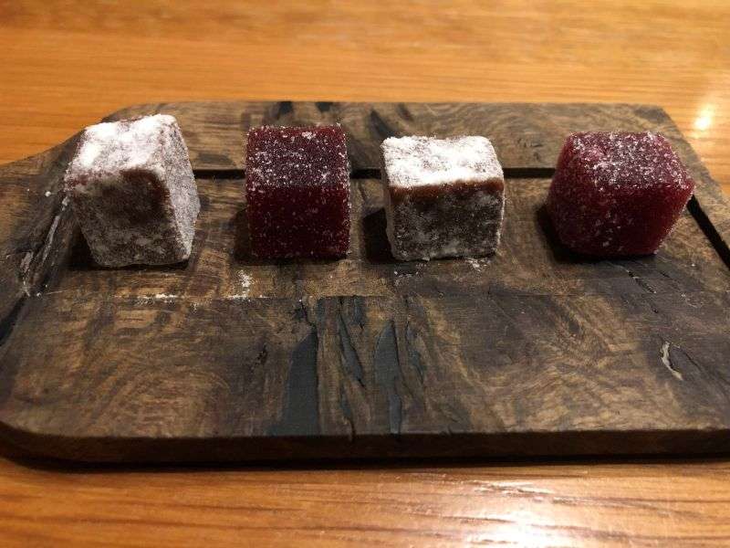 Dark chocolate fudge and homemade jelly