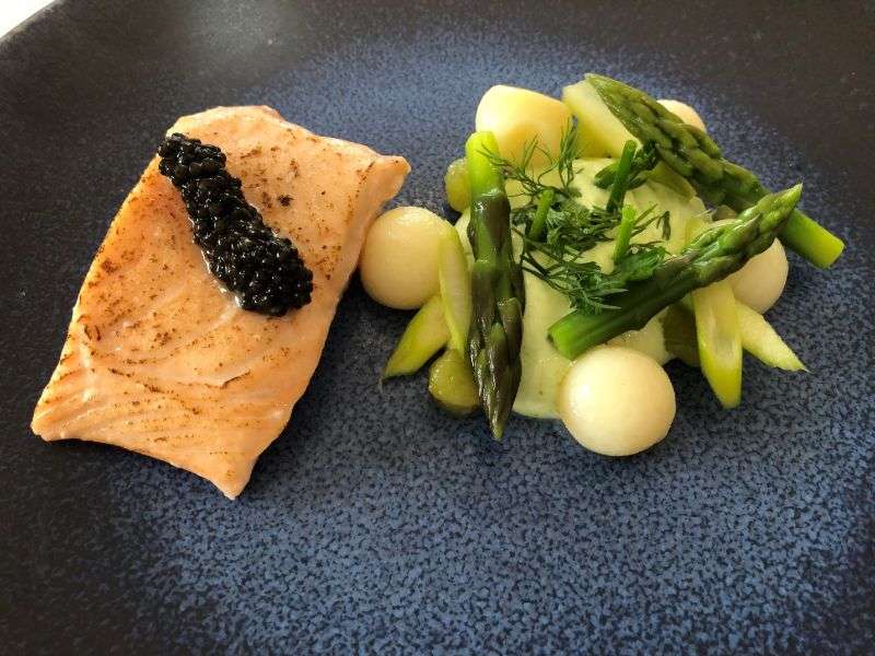 A starter of salmon slowly poached in smoked oil The Gastronome Restaurant Reviews - The Atlantic Hotel, Jersey