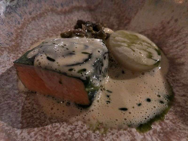 Spinach wrapped Scottish trout