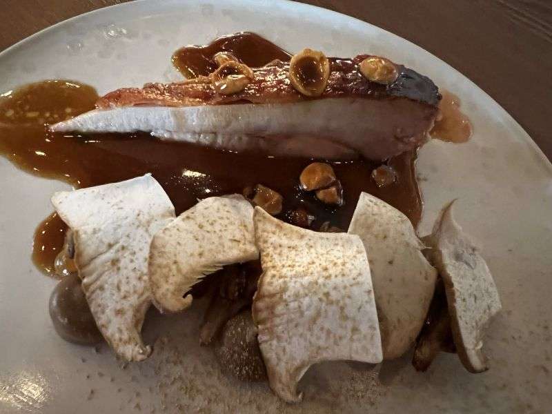 Guinea fowl with white asparagus