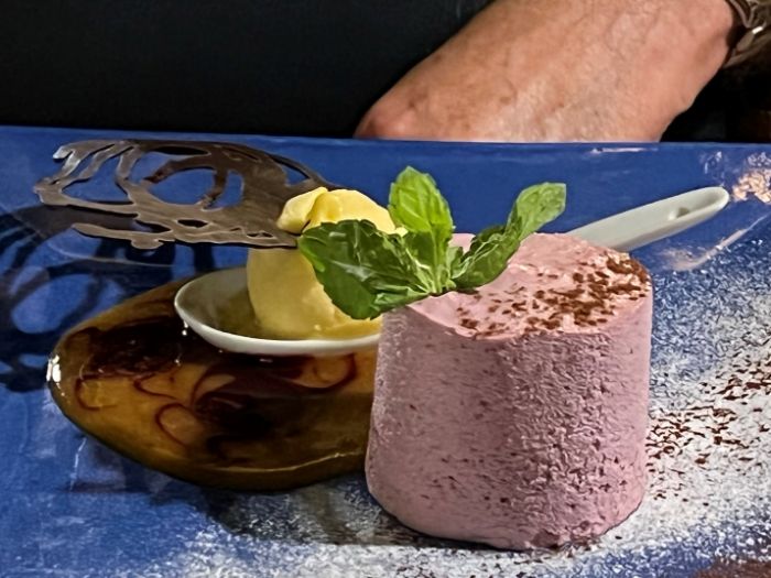 Dessert of blackberry mousse