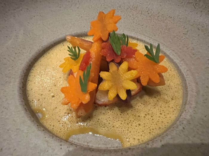 Lobster tail brushed with a sea buckthorn Lobster tail brushed with a sea buckthorn