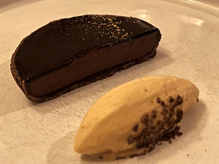 Dessert of chocolate tart