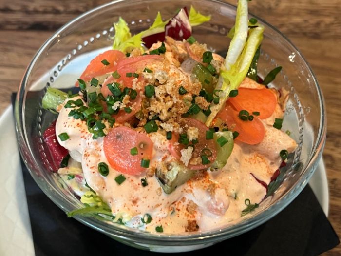 Starter of prawns in a cocktail sauce