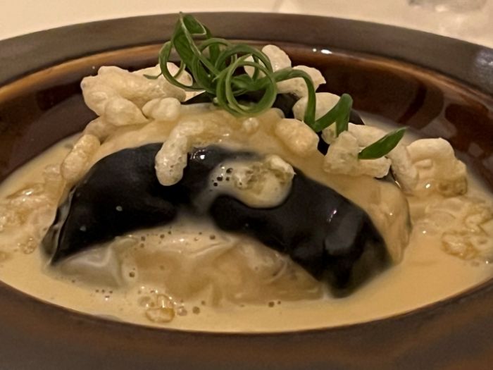 Gala Dinner cod and black garlic ravioli