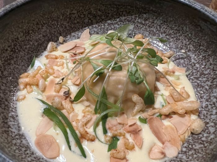 Grey’s restaurant starter of scallop ravioli