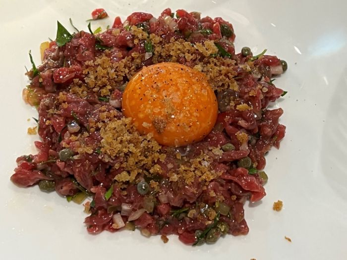Classic steak tartare with Arlington white egg yolk Classic steak tartare with Arlington white egg yolk