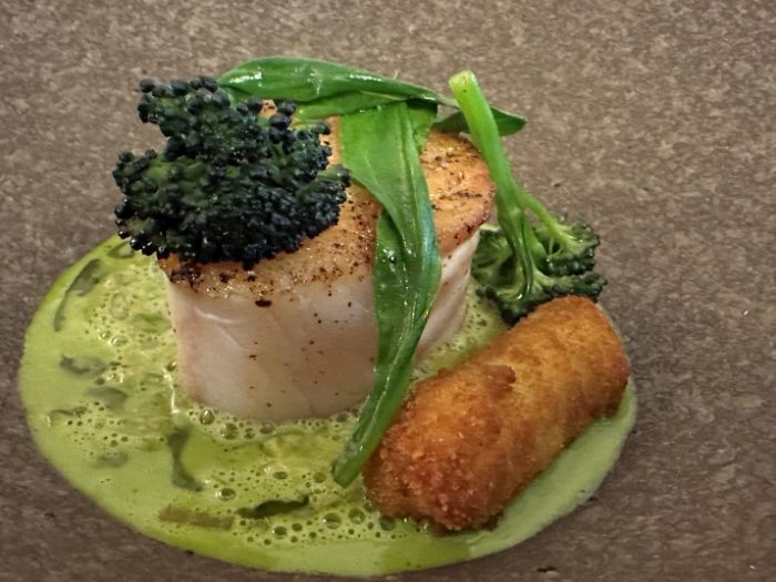 Main course of Cornish cod with lovage Main course of Cornish cod with lovage