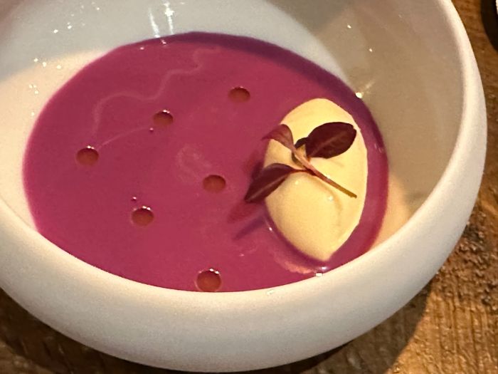 Starter course of red cabbage gazpacho