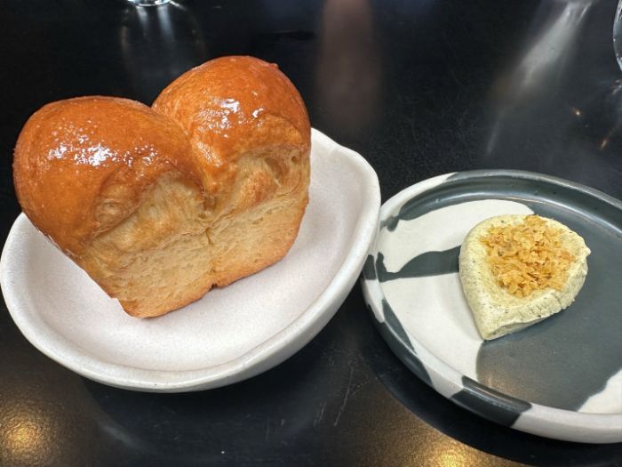 Parker House roll with seaweed and toasted yeast butter Parker House roll with seaweed and toasted yeast butter