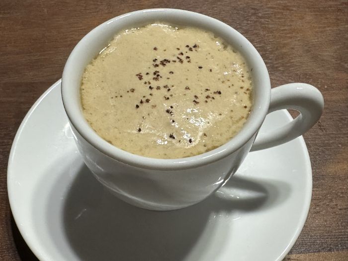 Appetizer of mushroom cappuccino Appetizer of mushroom cappuccino