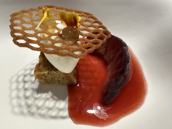 Main dessert of pears poached in red wine Main dessert of pears poached in red wine