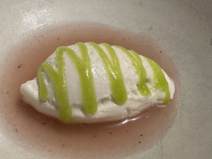 “Sweet” course of almond ice cream “Sweet” course of almond ice cream