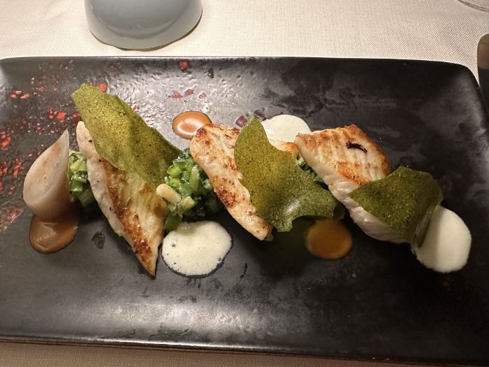 Main course of turbot fillet with chicory