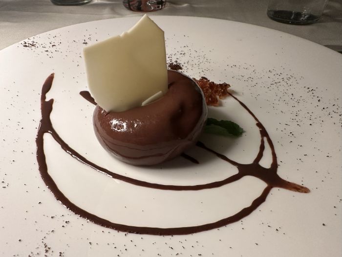 Dessert of tiramisu with a “liquid heart of coffee”
