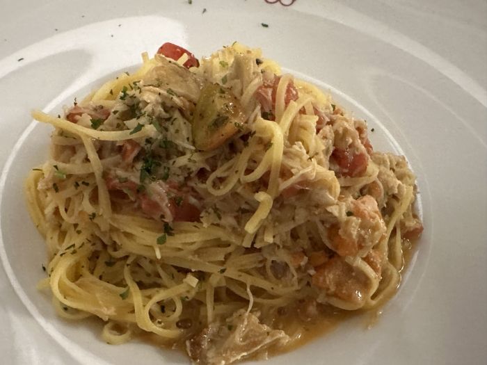 Tagliolini (a very thin tagliatelle) with spider crab