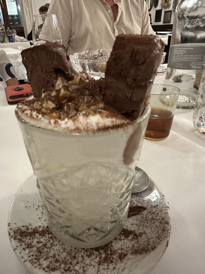 Dessert of gianduia ice cream