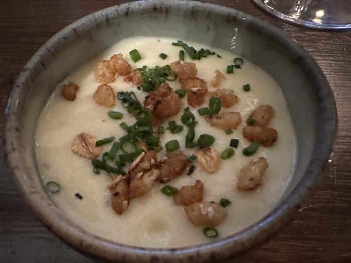 A cheddar cheese custard A cheddar cheese custard