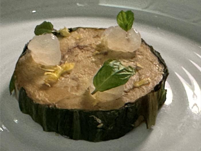 The foie gras served with the sea bass The foie gras served with the sea bass