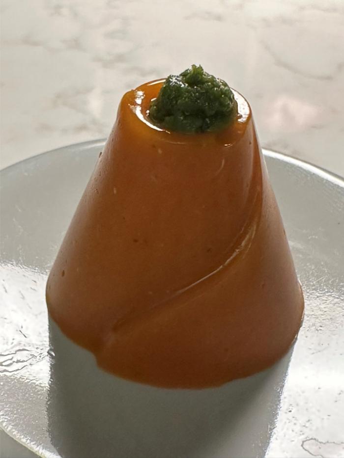 “Vesuvio” canape of sliced tomato skin “Vesuvio” canape of sliced tomato skin