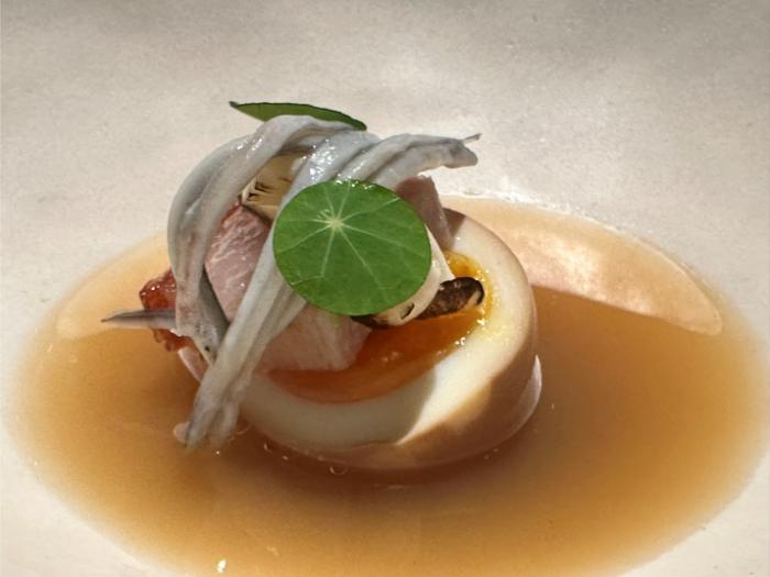 Black pork belly ramen, elvers and triple broth Black pork belly ramen, elvers and triple broth
