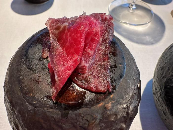Wagyu with soy sauce aged in a fino sherry cask Wagyu with soy sauce aged in a fino sherry cask
