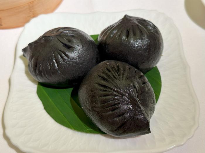 Wagyu beef with bamboo in a charcoal bao Wagyu beef with bamboo in a charcoal bao