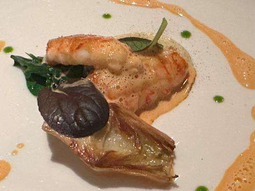 Intermediate course of roast langoustine