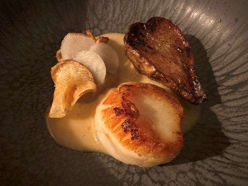 Scallop, chicken fat, artichoke Scallop, chicken fat, artichoke