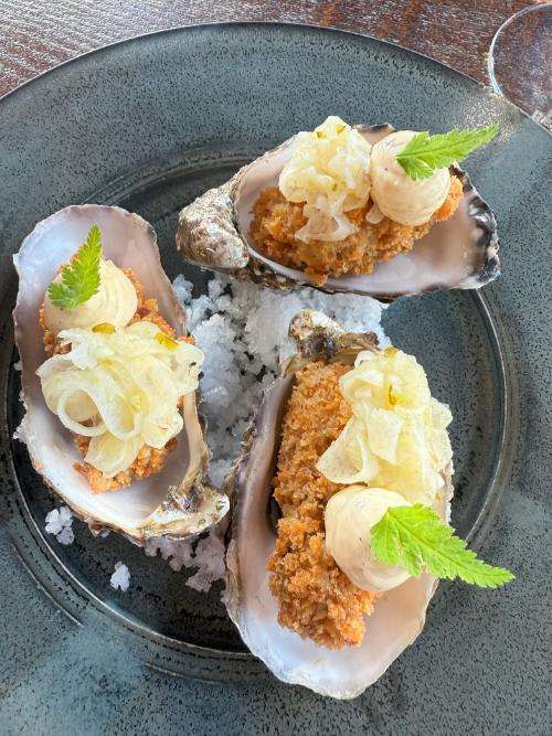 Crispy Porthilly oysters