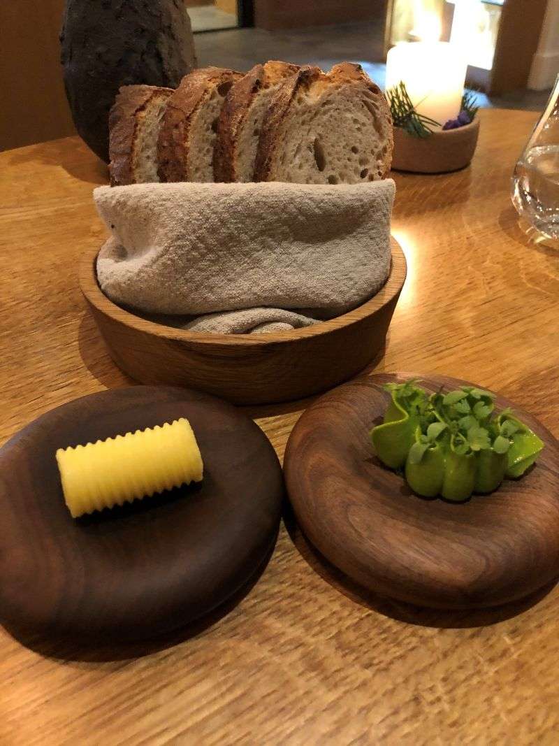 Country loaf, cultured butter and herb butter