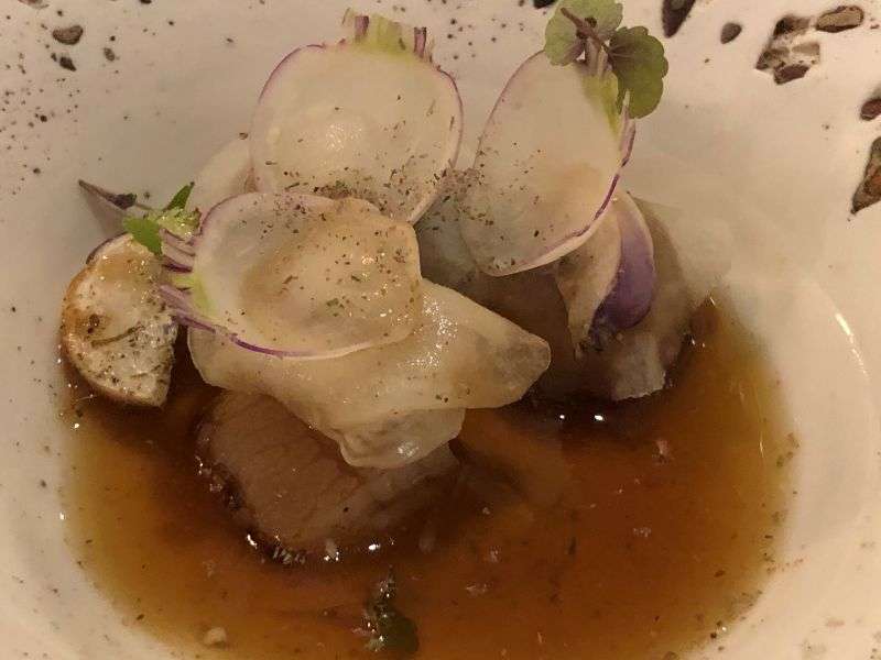 Turnip and crab with anise hyssop