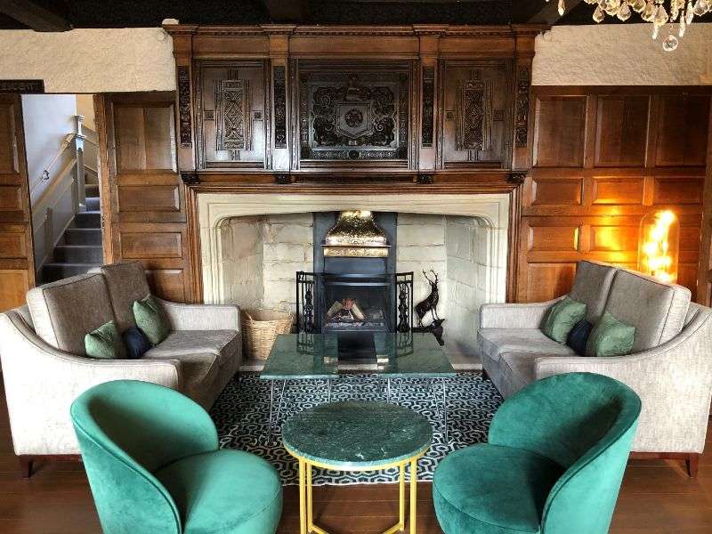 The lounge has real fires and lots of oak panels