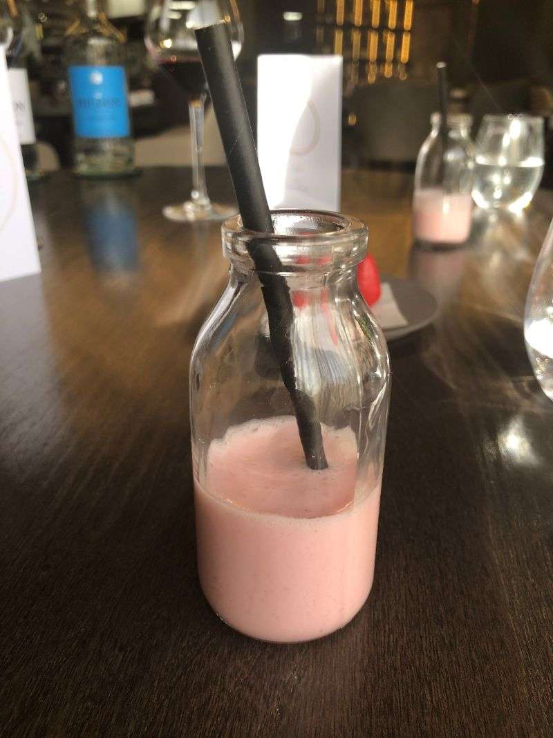 Strawberry lassi with a little cardamon