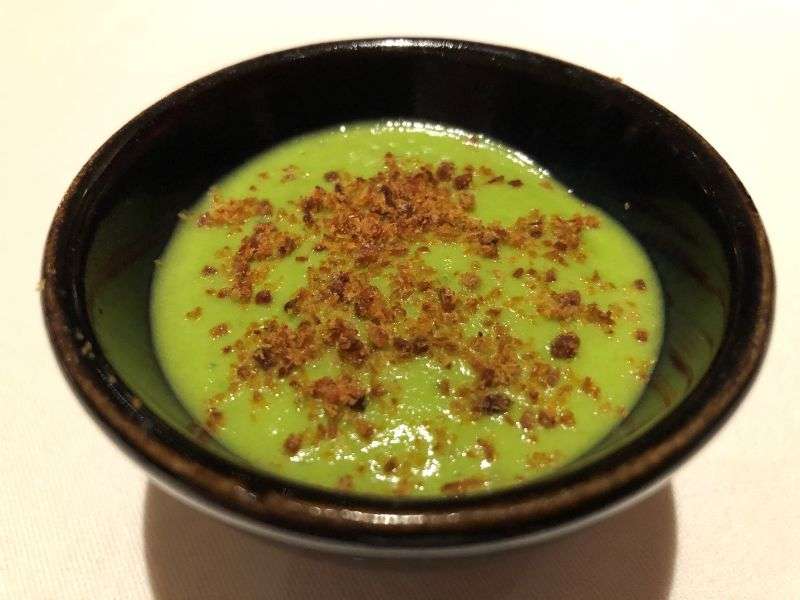 An Amuse Bouche of garden peas and pancetta An Amuse Bouche of garden peas and pancetta