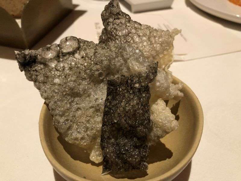 Crispy salmon skin poppadom Crispy salmon skin poppadom