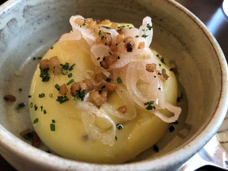 Side dish of smoked beef fat mash
