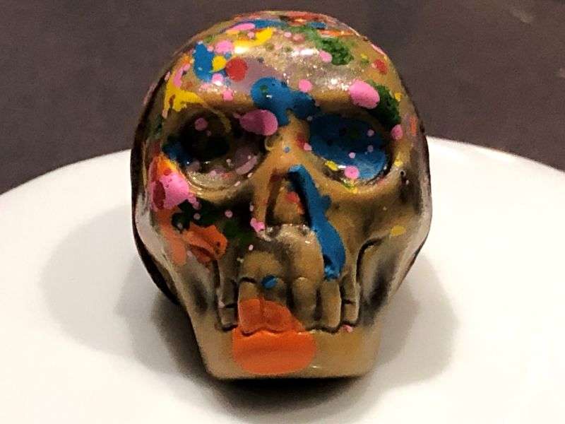 The chocolate skull, individually created by Maria Guseva, with smoked, salted caramel centre