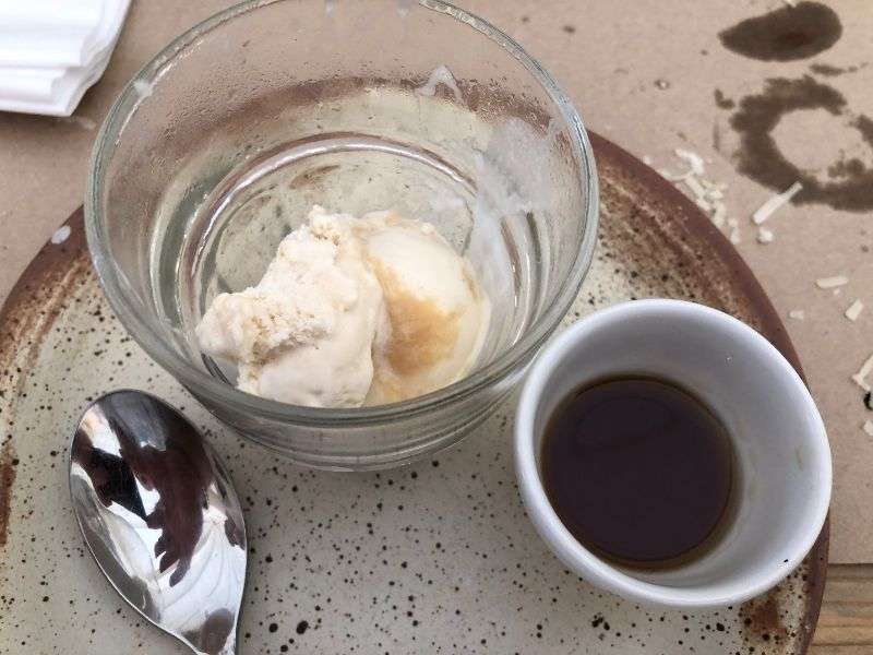 Affogato dessert with vanilla ice cream