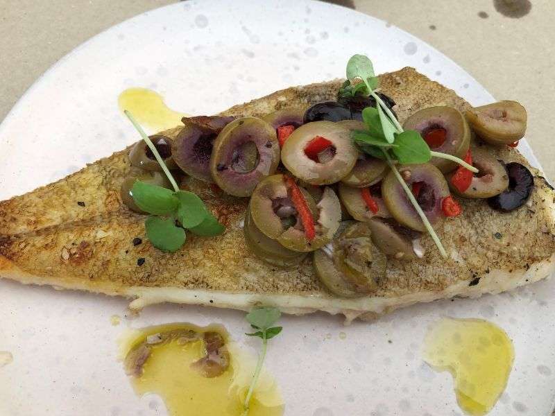 Cornish sole, olives, chilli