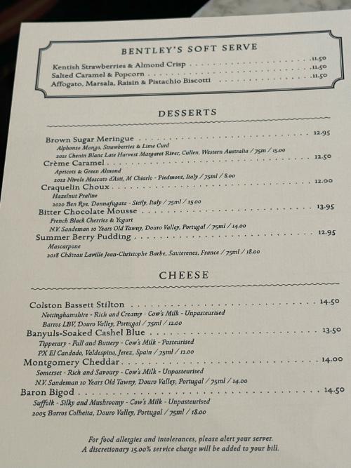 The Gastronome Restaurant Reviews - Bentley’s Oyster Bar and Grill, 11 – 15 Swallow Street, London, W1B 4DG